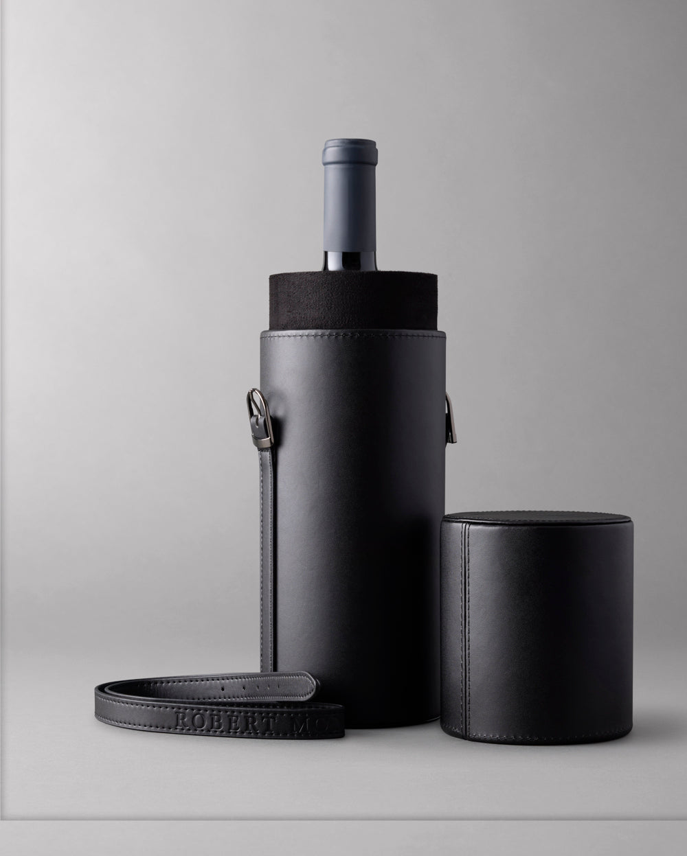 Leather Wine Carrier 2 Bottle Black #36464 | IWA Wine - View #13
