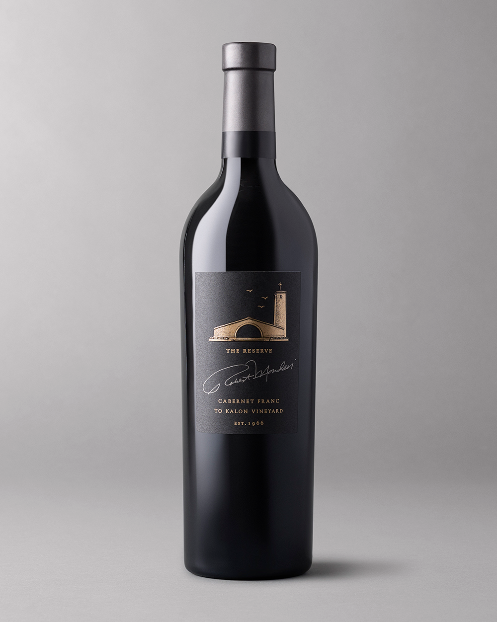Bottle of To Kalon Vineyard Reserve Cabernet Franc on a light grey background