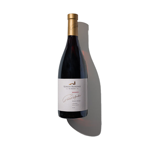 Wine bottle of 2018 Reserve Pinot Noir Carneros Napa Valley.