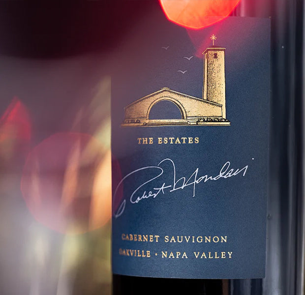 Close up of a bottle of Estate Cabernet Sauvignon Oakville Napa Valley