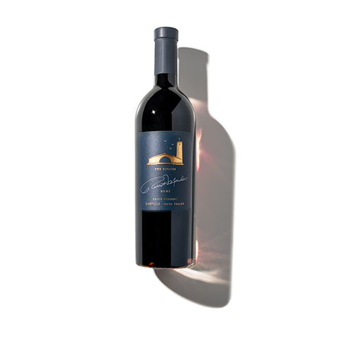 A bottle of 2021 The Estates Petit Verdot Oakville on a white background.