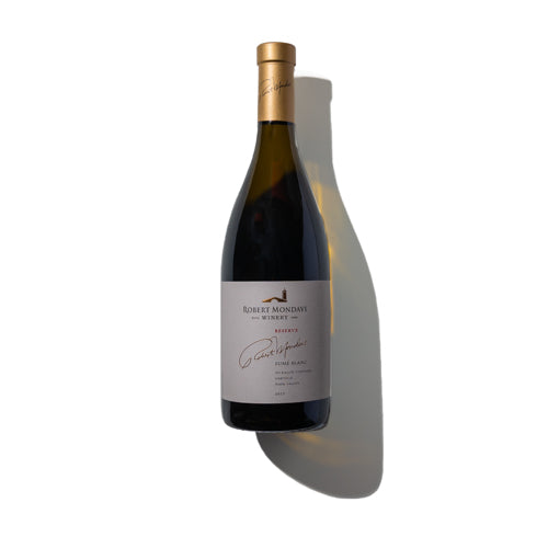 Wine bottle of 2017 Reserve To Kalon Vineyard Fume Blanc Napa Valley.