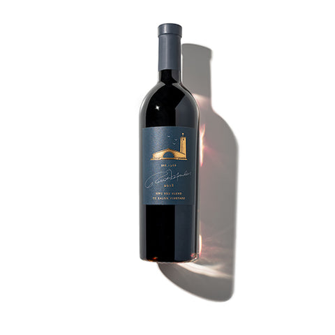 Wine bottle of 2018 The Estates HWC Red Blend Oakville.